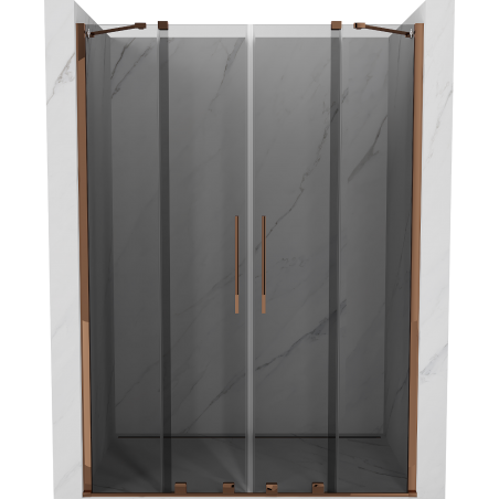 Mexen Velar Duo плъзгащи се душ врати 150 см, графит, розово злато - 871-150-000-42-60
