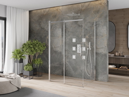Mexen Omega душ кабина, 3 стени, плъзгаща се 120 x 80 cm, прозрачна, хром - 825-120-080-01-00-3S