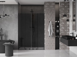 Mexen Velar Duo плъзгащи се душ врати 140 cm, графит, черен - 871-140-000-42-70