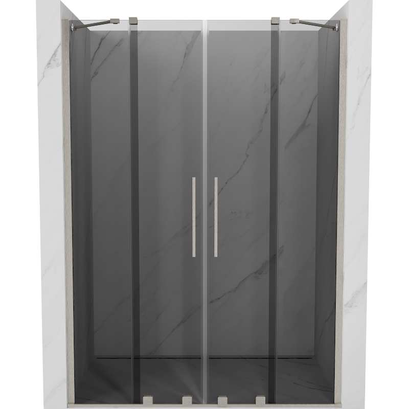 Mexen Velar Duo плъзгащи се душ врати 140 cm, графит, четкан никел - 871-140-000-42-97