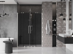 Mexen Velar Duo плъзгащи се душ врати 140 cm, графит, четкан никел - 871-140-000-42-97