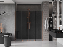 Mexen Velar L Duo плъзгащи се душ врати 170 cm, графит, розово злато - 871-170-003-42-60
