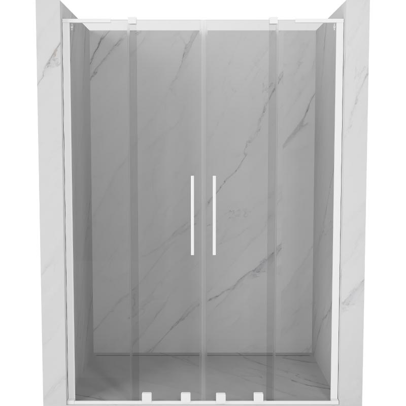 Mexen Velar L Duo плъзгаща се душ кабина 160 cm, прозрачна, бяла - 871-160-003-02-20