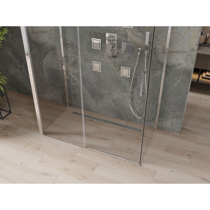 Mexen Omega-3S 3-стенна душ кабина, плъзгаща се 140 x 80 см, прозрачна, хром - 825-140-080-01-00-3S