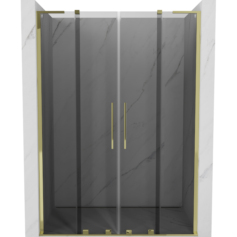 Mexen Velar L Duo плъзгащи се душ врати 140 cm, графит, златни - 871-140-003-42-50