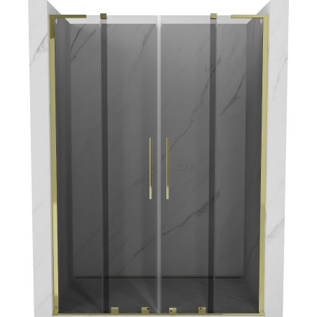 Mexen Velar L Duo плъзгащи се душ врати 140 cm, графит, златни - 871-140-003-42-50