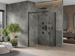Mexen Omega плъзгаща се душ кабина 100 x 80 см, прозрачна, черна - 825-100-080-70-00
