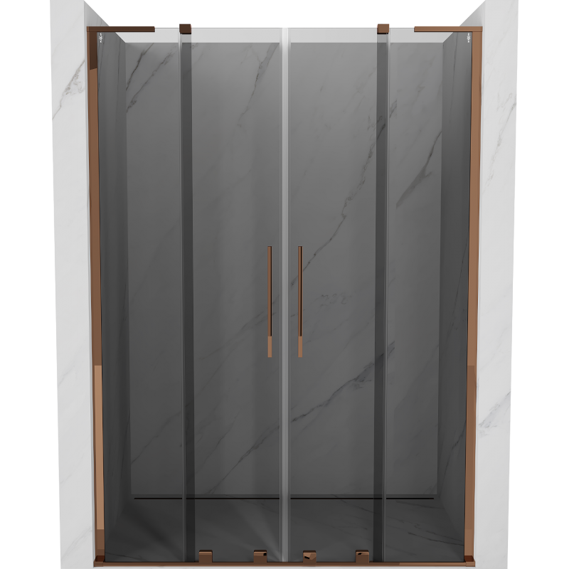 Mexen Velar L Duo плъзгащи се душ врати 150 cm, графит, розово злато - 871-150-003-42-60