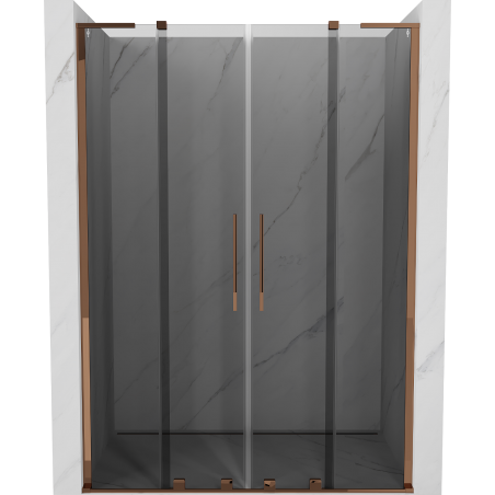 Mexen Velar L Duo плъзгащи се душ врати 150 cm, графит, розово злато - 871-150-003-42-60