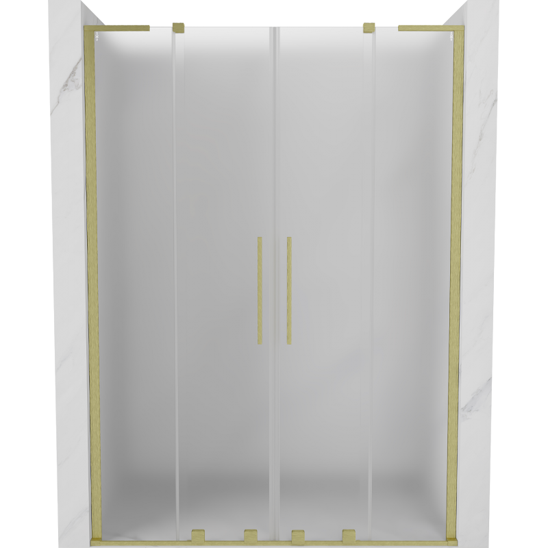 Mexen Velar L Duo плъзгащи се душ врати 140 cm, скрежави, златисти четкани - 871-140-003-32-55