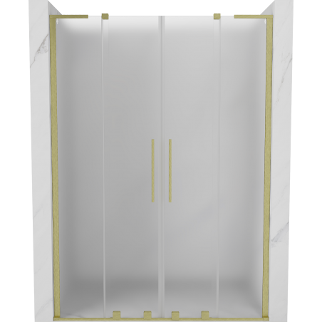 Mexen Velar L Duo плъзгащи се душ врати 140 cm, скрежави, златисти четкани - 871-140-003-32-55
