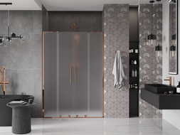Mexen Velar L Duo плъзгащи се душ врати 150 cm, матирано, розово злато - 871-150-003-32-60