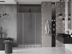 Mexen Velar L Duo плъзгащи се душ врати 140 см, мат, четка Gun Gray - 871-140-003-32-66