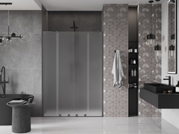 Mexen Velar L Duo плъзгащи се душ врати 140 см, матирано, gun metal - 871-140-003-32-95