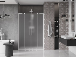 Mexen Velar L Duo плъзгащи се душ врати 140 cm, матирано, бяло - 871-140-003-32-20