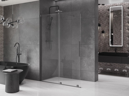 Mexen Velar плъзгаща се душ кабина Walk-in 130 x 200 cm, прозрачно стъкло 8 mm, gun metal - 871-130-000-03-95