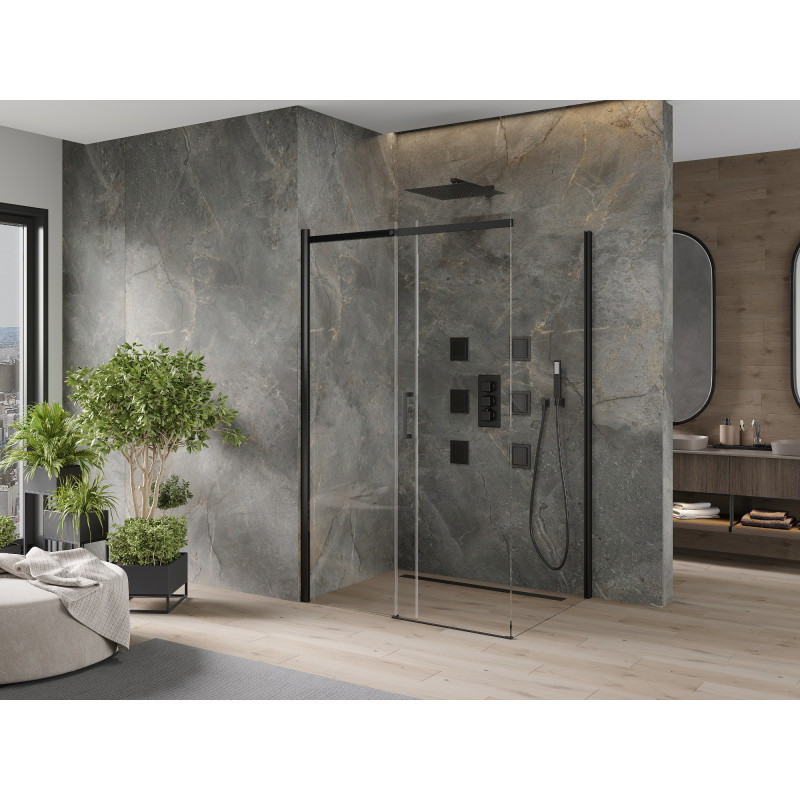Mexen Omega плъзгаща се душ кабина 130 x 90 см, прозрачна, черна - 825-130-090-70-00