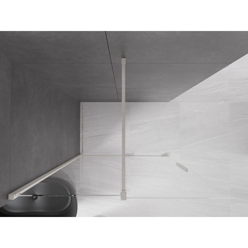 Mexen Velar плъзгаща се преградна стена за душ Walk-in 130 x 200 см, прозрачна 8 мм, четкан никел - 871-130-000-03-97