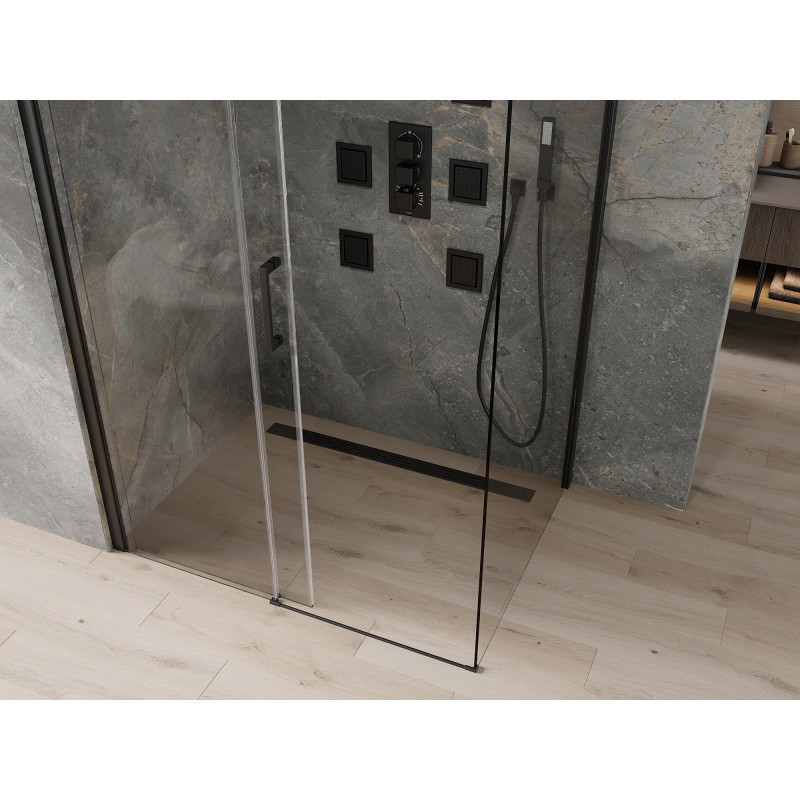 Mexen Omega плъзгащ се душ кабина 130 x 100 см, прозрачна, черна - 825-130-100-70-00