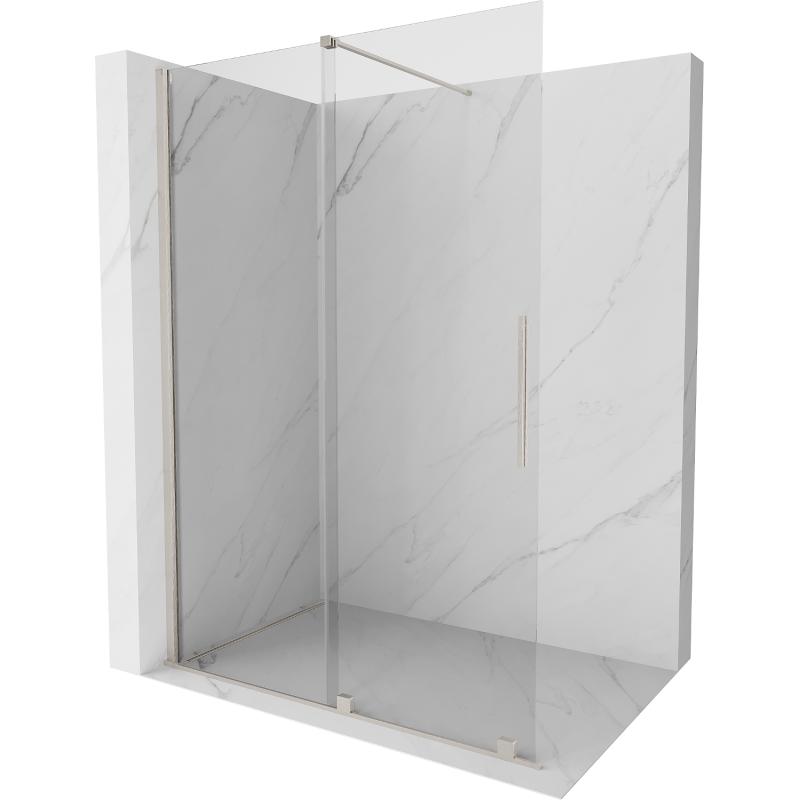Mexen Velar плъзгаща се душ стена Walk-in 160 x 200 cm, прозрачна 8 mm, четка никел - 871-160-000-03-97