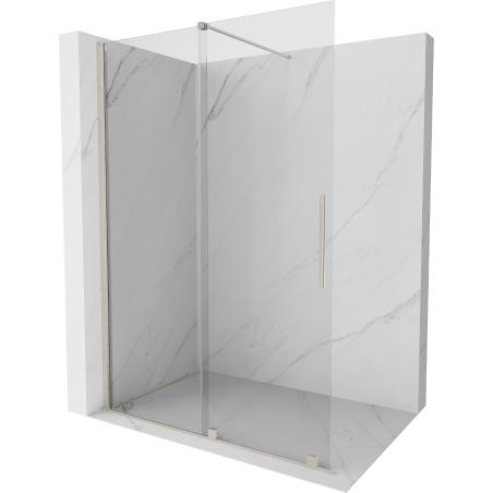 Mexen Velar плъзгаща се душ стена Walk-in 160 x 200 cm, прозрачна 8 mm, четка никел - 871-160-000-03-97
