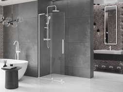 Mexen Velar L плъзгаща се душ-преграда Walk-in 110 x 200 cm, прозрачна 8 mm, бяла - 871-110-003-03-20