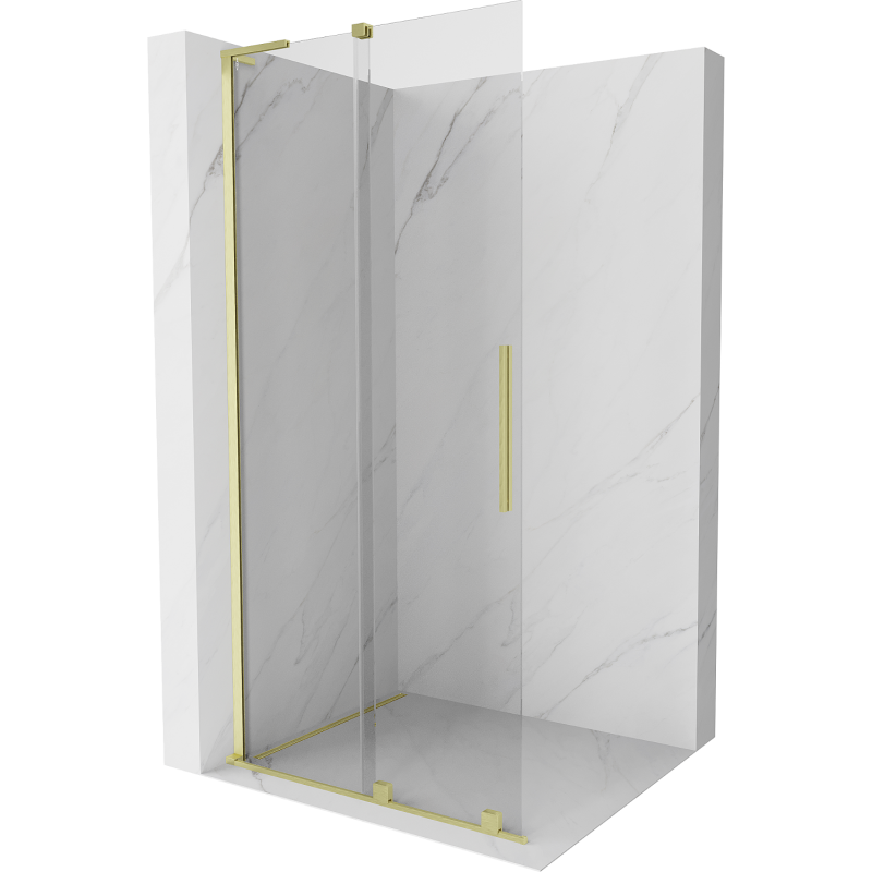 Mexen Velar L плъзгаща се душ стена Walk-in 90 x 200 см, прозрачно 8 мм, злато сатен - 871-090-003-03-55