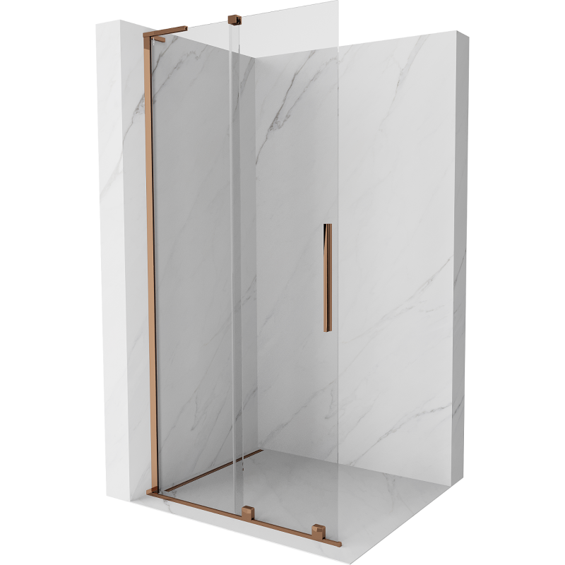 Mexen Velar L плъзгаща се душ стена Walk-in 100 x 200 cm, прозрачна 8 mm, розово злато - 871-100-003-03-60