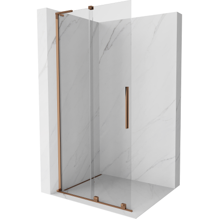 Mexen Velar L плъзгаща се душ стена Walk-in 100 x 200 cm, прозрачна 8 mm, розово злато - 871-100-003-03-60