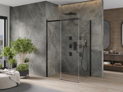 Mexen Omega плъзгаща се душ кабина 140 x 90 см, прозрачна, черна - 825-140-090-70-00