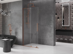 Mexen Velar L плъзгаща се душ стена Walk-in 110 x 200 см, прозрачно 8 мм, розово злато - 871-110-003-03-60