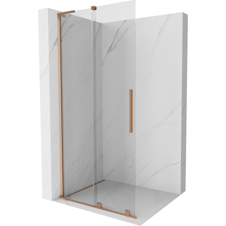 Mexen Velar L плъзгаща се душ стена Walk-in 100 x 200 cm, прозрачна 8 mm, четкана мед - 871-100-003-03-65