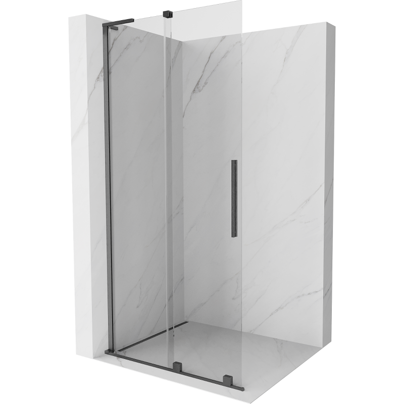 Mexen Velar L плъзгаща се душ-стена Walk-in 100 x 200 см, прозрачна 8 мм, четкано сиво - 871-100-003-03-66