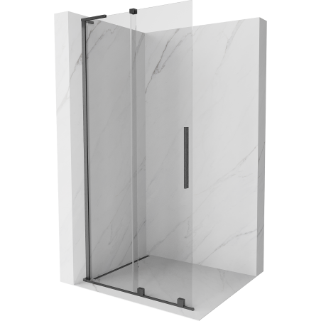 Mexen Velar L плъзгаща се душ-стена Walk-in 100 x 200 см, прозрачна 8 мм, четкано сиво - 871-100-003-03-66