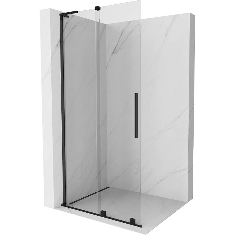 Mexen Velar L Плъзгащ се душ панел Walk-in 100 x 200 cm, прозрачно 8 mm, черен - 871-100-003-03-70