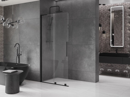 Mexen Velar L плъзгащ се душ панел Walk-in 110 x 200 см, прозрачен 8 мм, черен - 871-110-003-03-70