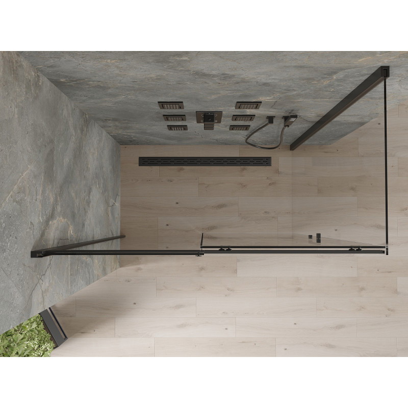 Mexen Omega плъзгаща се душ кабина 150 x 80 см, прозрачна, черна - 825-150-080-70-00
