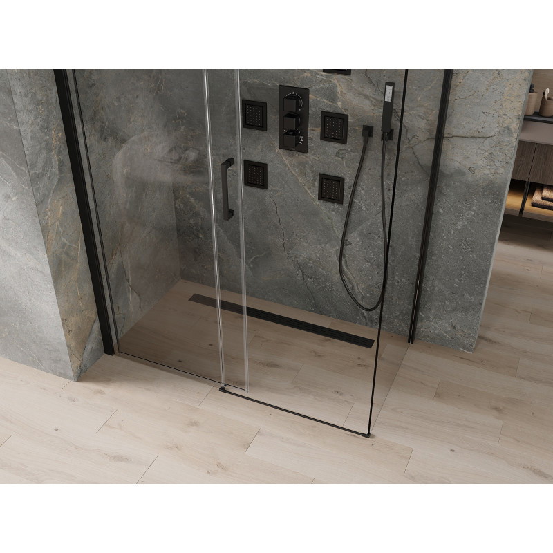 Mexen Omega Плъзгаща се душ кабина 160 x 80 см, прозрачна, черна - 825-160-080-70-00