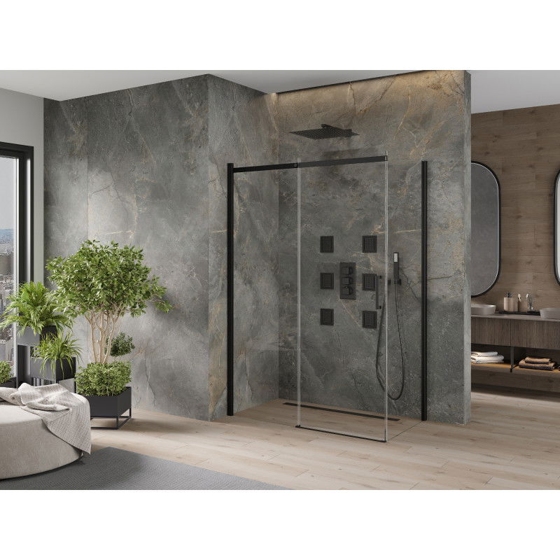 Mexen Omega плъзгаща се душ кабина 160 x 80 cm, прозрачна, черна - 825-160-080-70-00