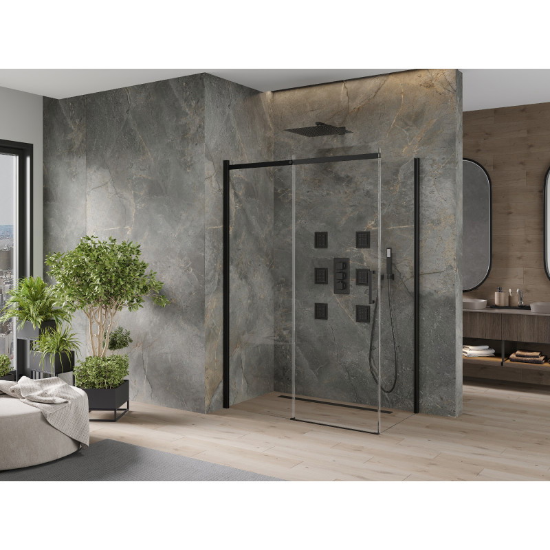 Mexen Omega разтегателна душ кабина 160 x 90 см, прозрачна, черна - 825-160-090-70-00