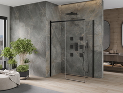 Mexen Omega плъзгаща се душ кабина 160 x 90 см, прозрачна, черна - 825-160-090-70-00
