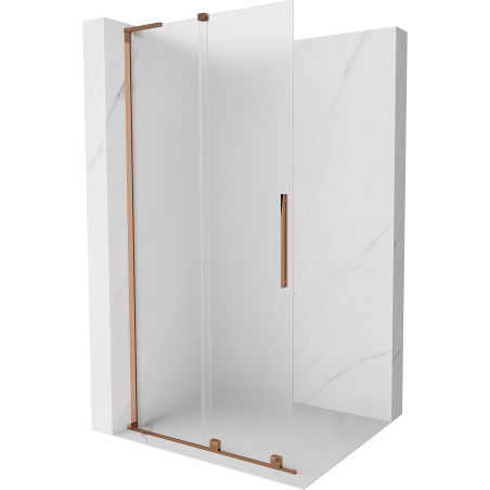 Mexen Velar L подвижен душ екран Walk-in 100 x 200 cm, замъглено 8 mm, розово злато - 871-100-003-33-60