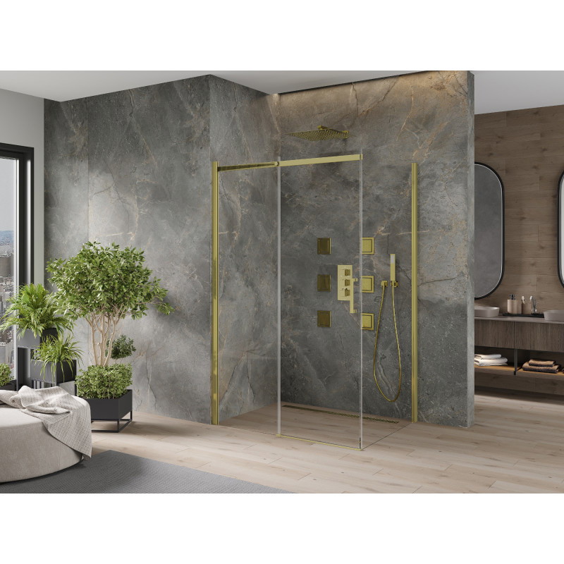 Mexen Omega плъзгаща се душ кабина 100 x 70 см, прозрачна, златна - 825-100-070-50-00