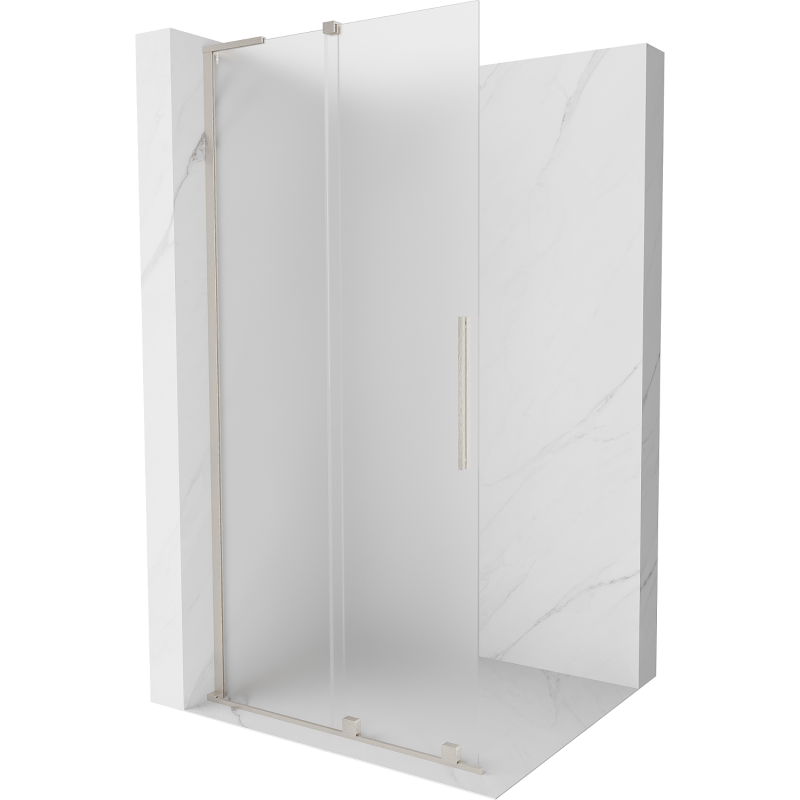 Mexen Velar L плъзгаща се преграда за душ Walk-in 120 x 200 cm, матирано стъкло 8 mm, изчеткан никел - 871-120-003-33-97