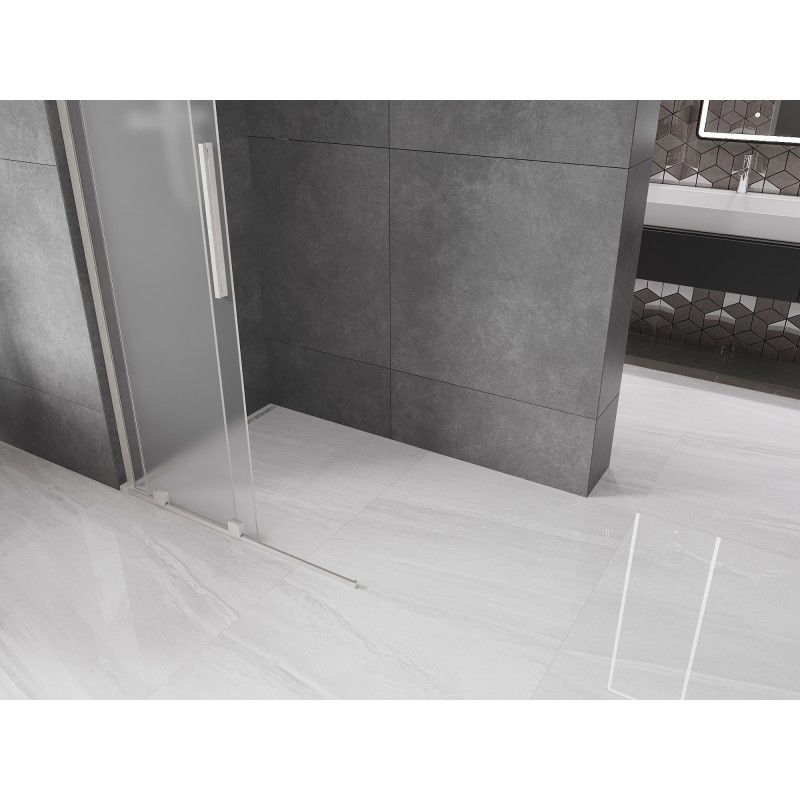 Mexen Velar L плъзгаща се преграда за душ Walk-in 120 x 200 cm, матирано стъкло 8 mm, изчеткан никел - 871-120-003-33-97
