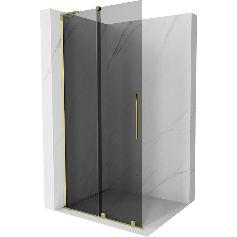 Mexen Velar L плъзгаща се душ стена Walk-in 100 x 200 см, графит 8 мм, златна - 871-100-003-43-50