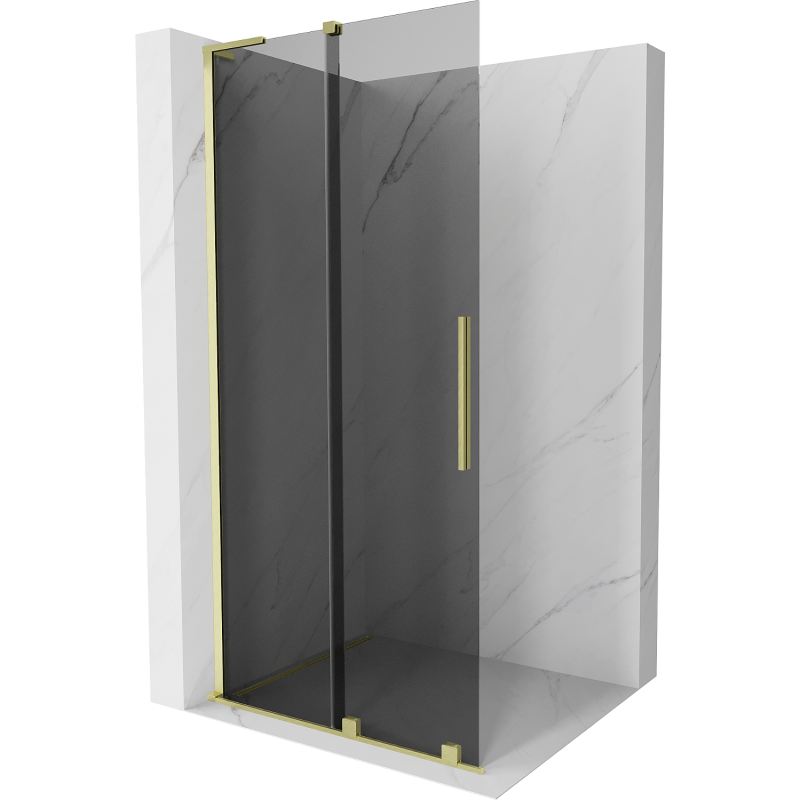 Mexen Velar L плъзгаща се душ стена Walk-in 100 x 200 см, графит 8 мм, златна четкана - 871-100-003-43-55