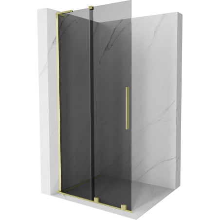 Mexen Velar L плъзгаща се душ стена Walk-in 100 x 200 см, графит 8 мм, златна четкана - 871-100-003-43-55