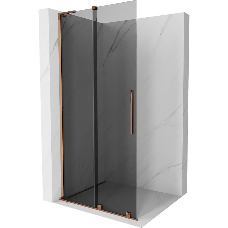 Mexen Velar L плъзгаща се душ стена Walk-in 100 x 200 см, графит 8 мм, розово злато - 871-100-003-43-60