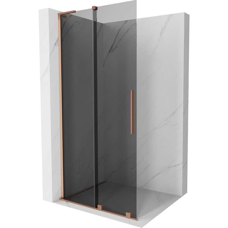 Mexen Velar L плъзгащ се душ параван Walk-in 100 x 200 cm, графит 8 mm, четкана мед - 871-100-003-43-65